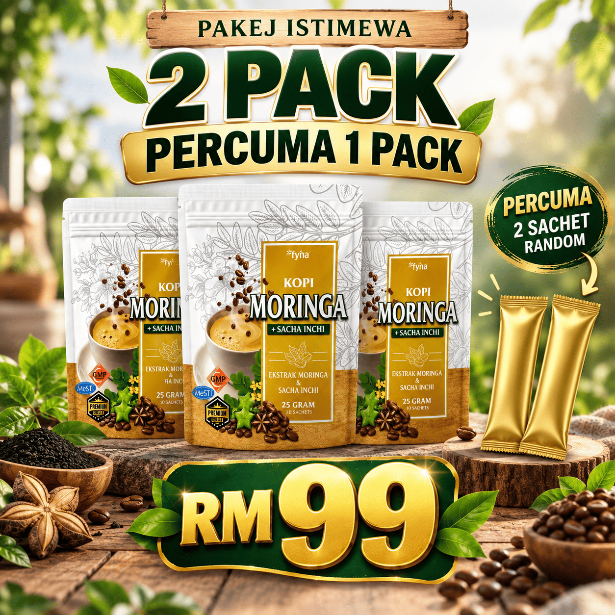 2 Pack Percuma 1 Pack